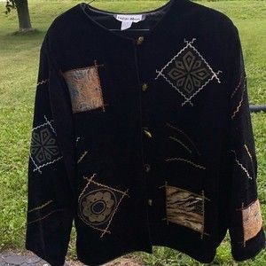 Indigo Moon Women’s 1x Patchwork Jacket Lucite Buttons